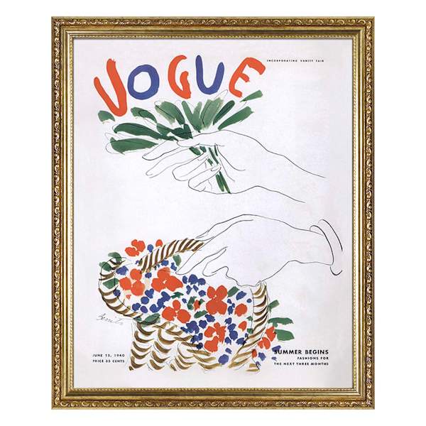 Glass Framed Vogue Flowers Print Wall Art, 18x22