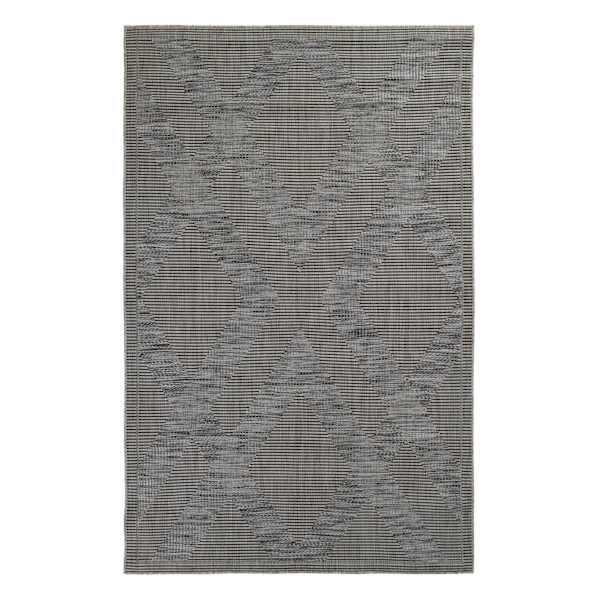 (E219) Grey Diamond Design Indoor & Outdoor Area Rug, 7x10