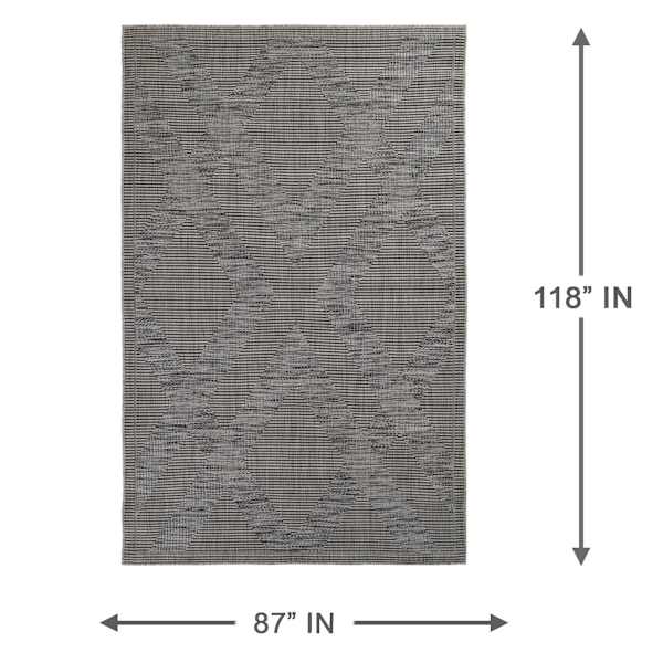 (E219) Grey Diamond Design Indoor & Outdoor Area Rug, 7x10