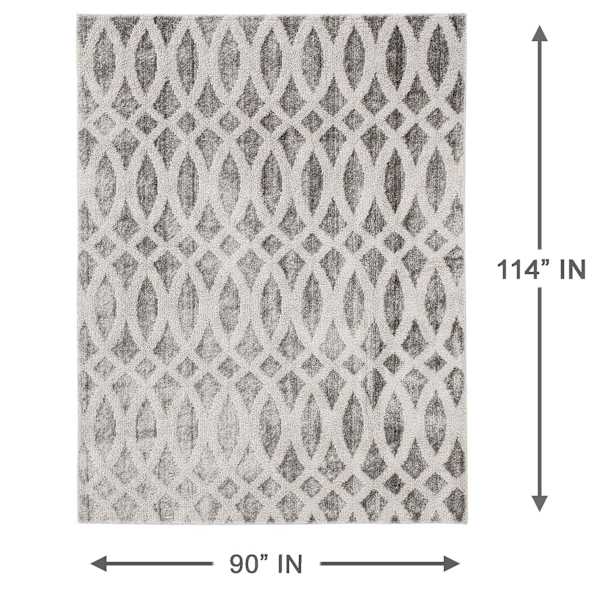 (D440) Sophelia Grey & Ivory Tufted Area Rug With Non-Slip Back, 8x10