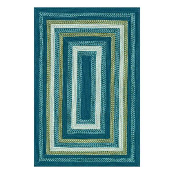 (E133) Kingsburg Blue Braided Indoor & Outdoor Area Rug, 7x10