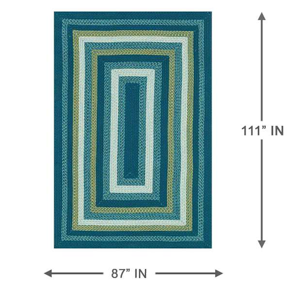 (E133) Kingsburg Blue Braided Indoor & Outdoor Area Rug, 7x10