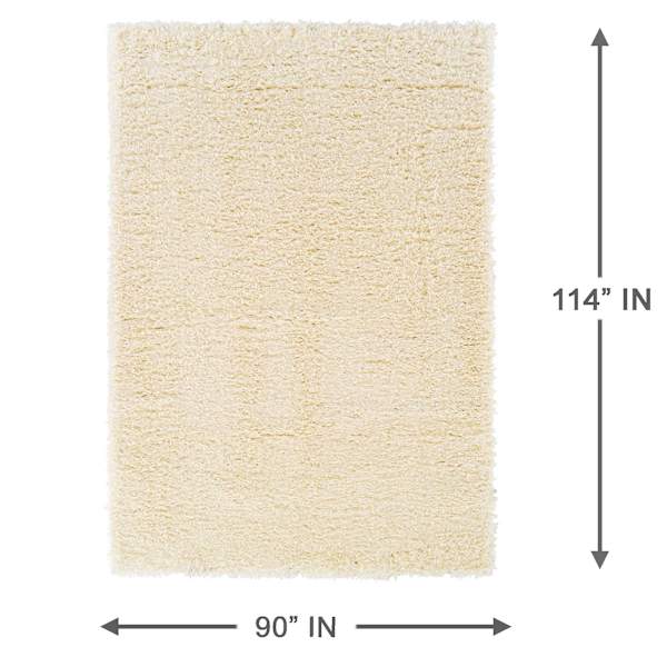 (C152) Solid Ivory Shag Area Rug, 8x10