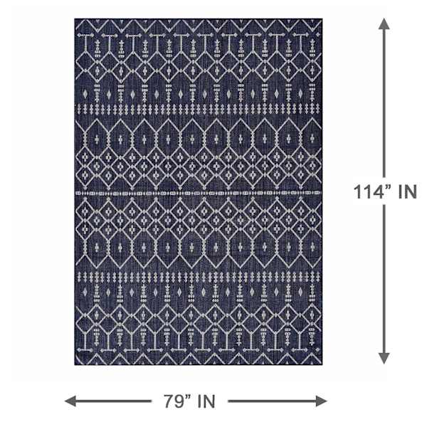 (E307) Navy Blue Collector Design Sisal Indoor & Outdoor Area Rug, 7x10
