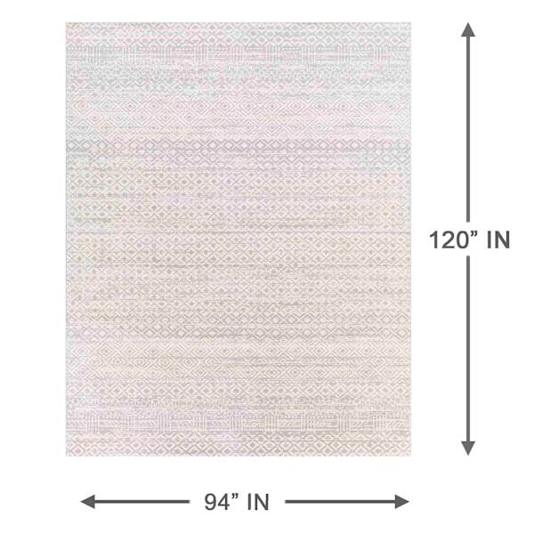 (D556) Lavadora Grey Global Design Washable Area Rug, 8x10