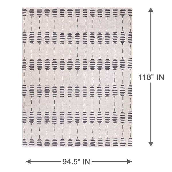 (D613) Tracey Boyd Palermo Grey & White Washable Area Rug, 8x10