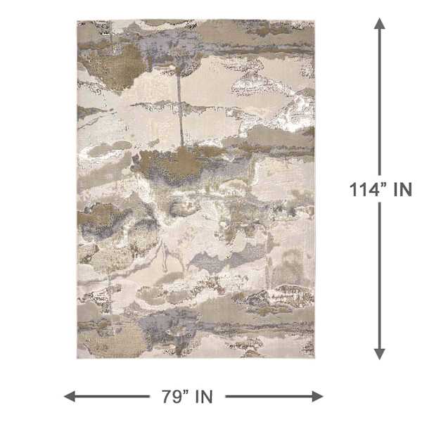 (B889) Crosby St. Aurora Neutral Abstract Area Rug, 7x10