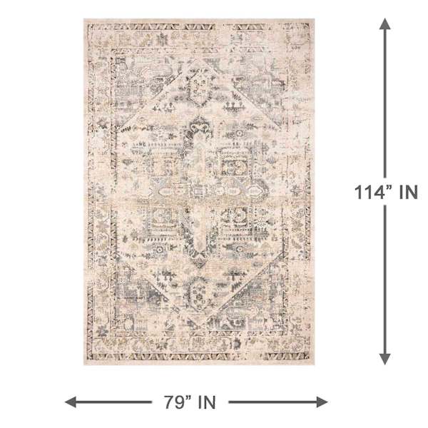 (A433) Cliff Grey Stone Area Rug, 7x10