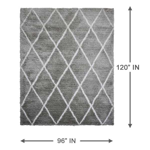 (C131) Grey & White Diamond Tufted Area Rug, 8x10