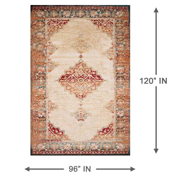 (D474) Alisa Medallion Ivory Sunset Area Rug, 8x10