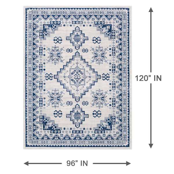 (D496) Roma Blue Medallion Area Rug, 8x10