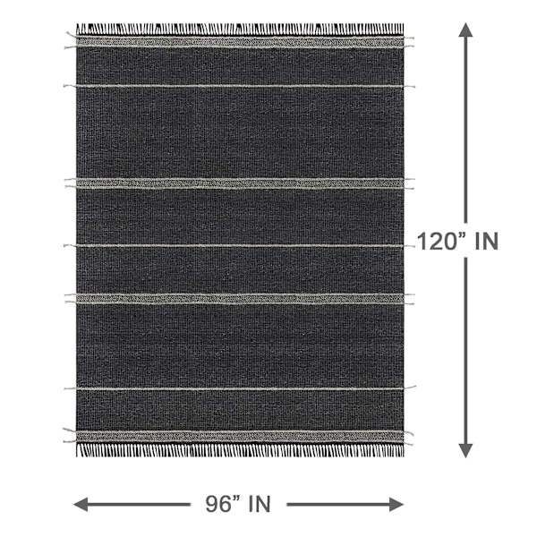 (B817) Hutton Black Flatweave Tassel Area Rug, 8x10
