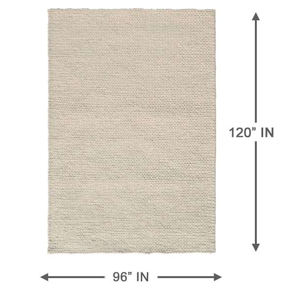 (A494) Honeybloom Ivory Chunky Knit Patterned Area Rug, 8x10
