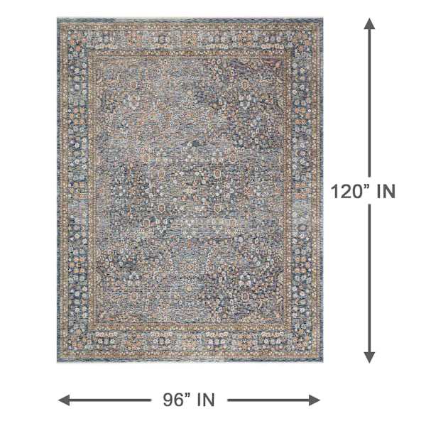 (A495) Honeybloom Ballard Blue Floral Medallion Area Rug, 8x10