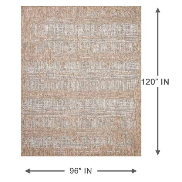 (E500) Honeybloom Melissa Blue & Natural Distressed Stripe Outdoor Area Rug, 8x10