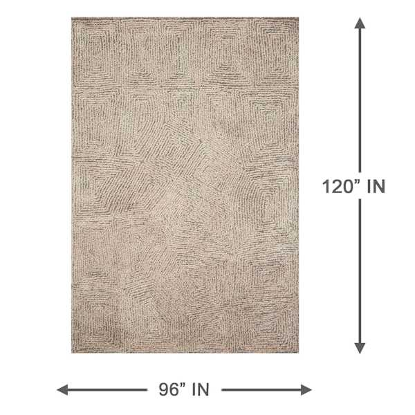 (B886) Boulder Tan & Brown Geometric Area Rug, 8x10