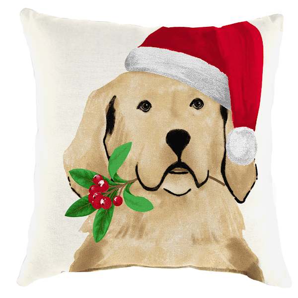 Christmas Dog Outdoor Throw Pillow, 16"