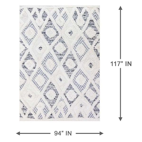 (B712) Found & Fable Gloria Cream Diamond Design Area Rug, 8x10