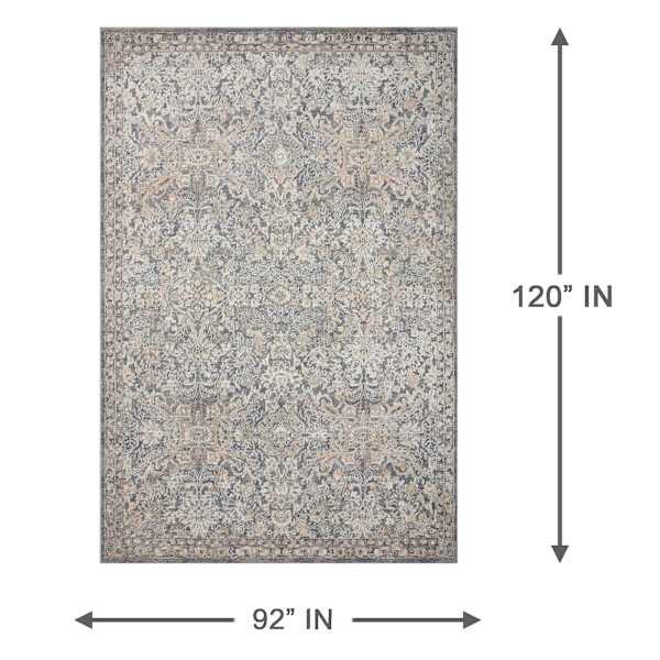 (B849) Providence Villa Grey Floral Area Rug, 8x10