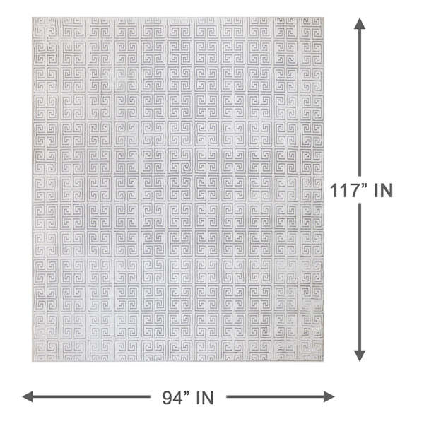 (B839) Providence Onix Grey Greek Key Area Rug, 8x10