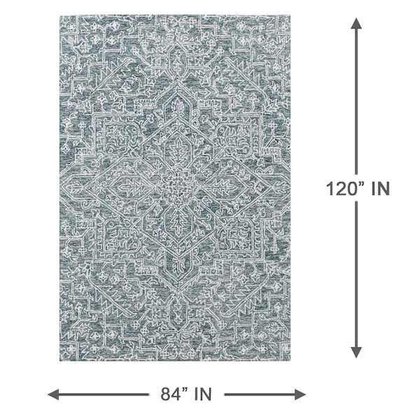 (A516) Providence Giverny Blue Traditional Floral Area Rug, 7x9