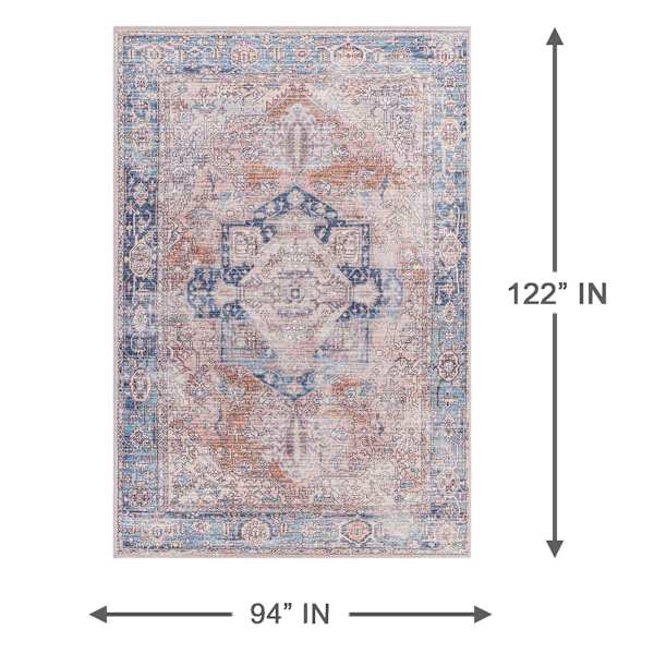 (B882) Colin Blue Medallion Washable Area Rug, 8x10