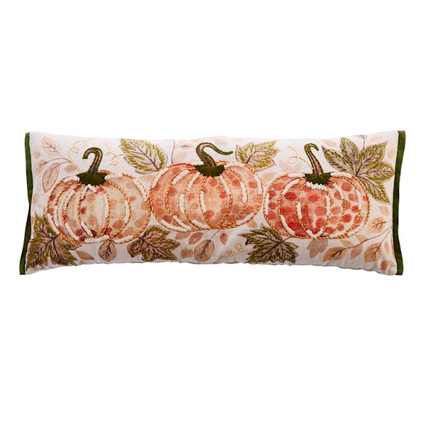 Embroidered Pumpkin Oblong Throw Pillow