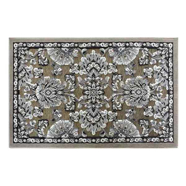 Arrington Grey & Taupe Traditional Floral Washable Accent Rug, 26x45