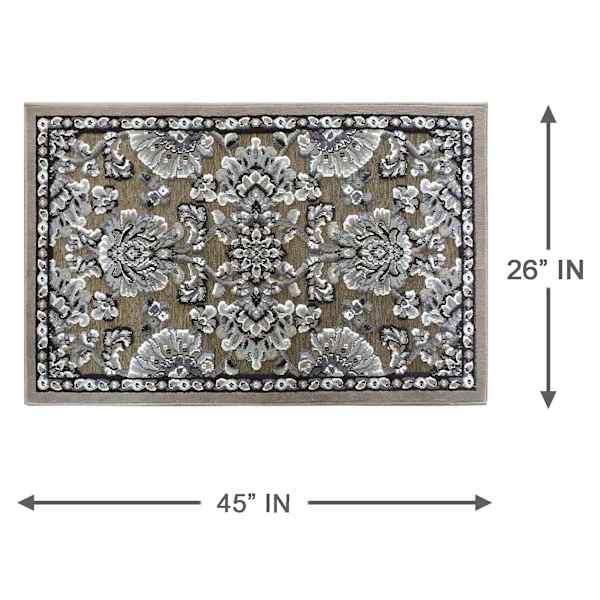 Arrington Grey & Taupe Traditional Floral Washable Accent Rug, 26x45