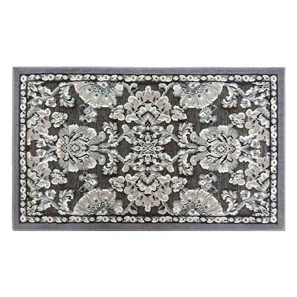 Arrington Grey & Spice Floral Damask High-Low Washable Accent Rug, 2x4