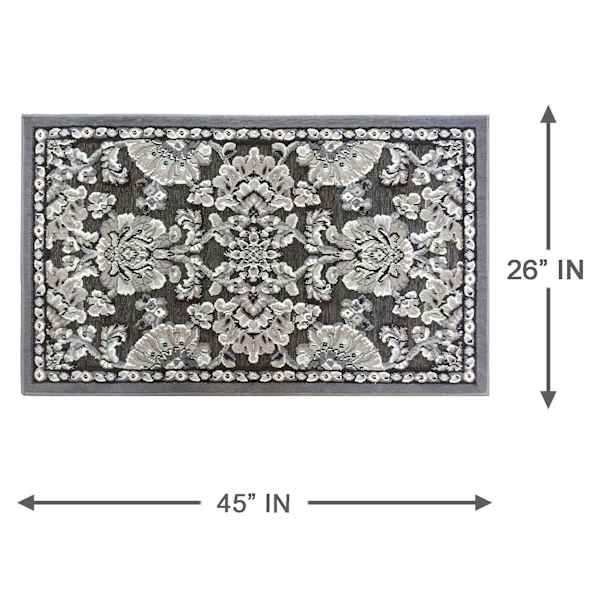 Arrington Grey & Spice Floral Damask High-Low Washable Accent Rug, 2x4