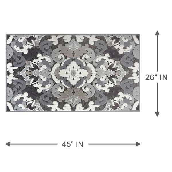 Arrington Grey & White Medallion High-Low Washable Accent Rug, 26x45