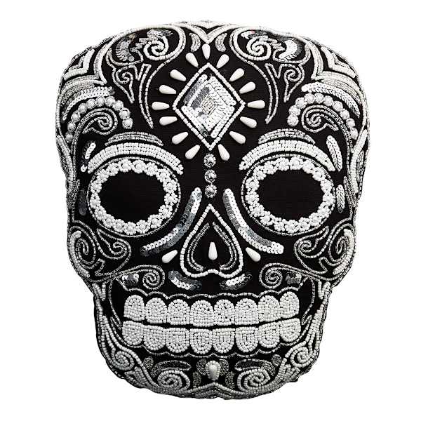 Embellished Skull Shaped Throw Pillow, 18x14