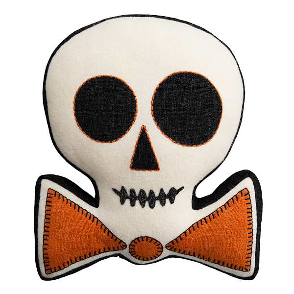 Happy Haunting Skull Shaped Throw Pillow, 15x12