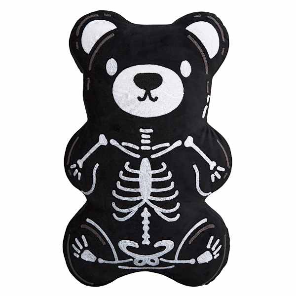 Skeleton Bear Shaped Throw Pillow, 24x15
