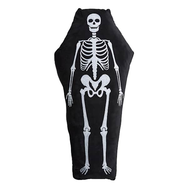 Oversized Skeleton Coffin Throw Pillow, 36x18