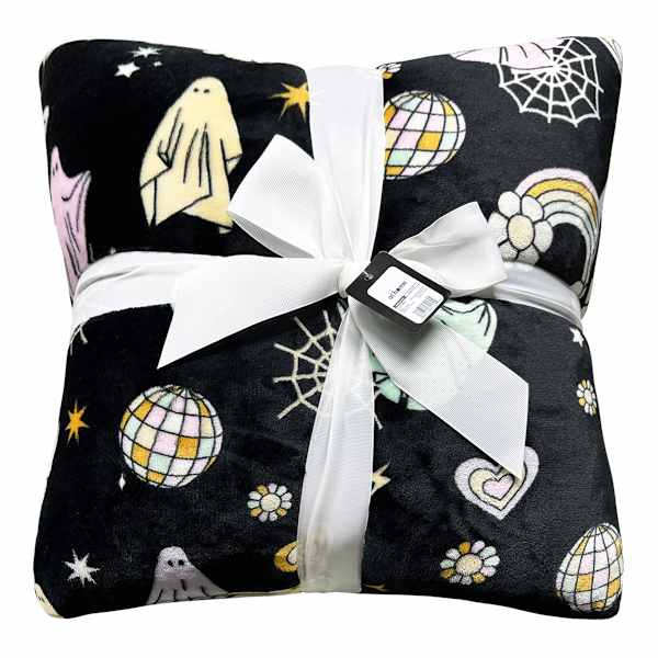 2-Pack Groovy Ghosts Printed Plush Throw Pillows, 18"