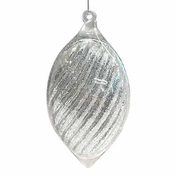 Arctic Wonderland Silver Glittered Tear Drop Ornament, 5"