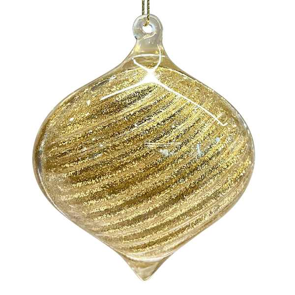 Gold Glittered Onion Ball Ornament