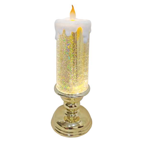 LED Gold Shimmer Candle, 13"