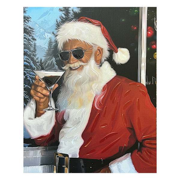 A Toast with Santa Canvas Wall Art, 16x20