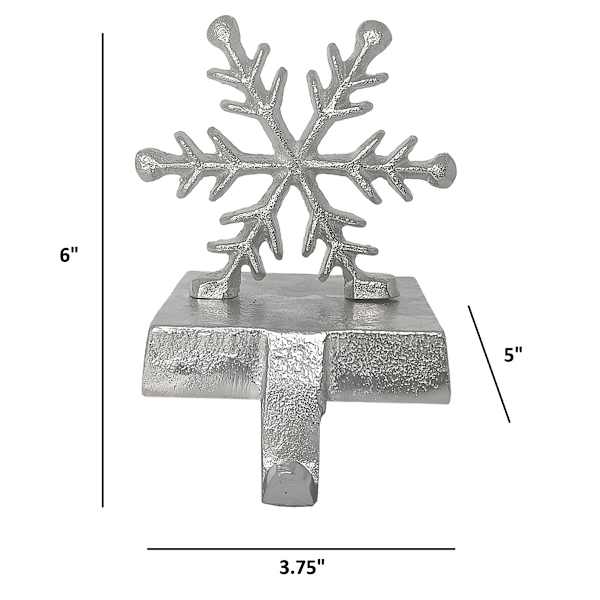 Silver Metal Snowflake Stocking Holder, 4.5"