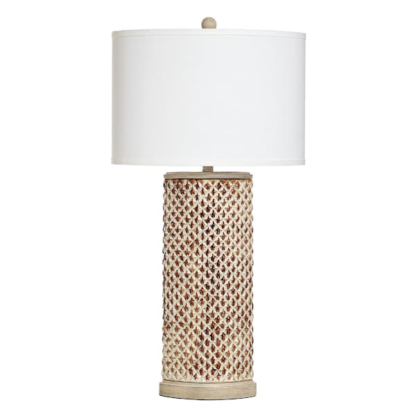 Beige Opal Ceramic Lamp with Shade, 35"