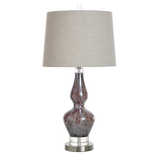 Grey Glass Lamp with Shade, 32"