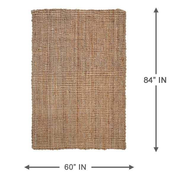 (B181) Honeybloom Jute Boucle Woven Area Rug, 5x7