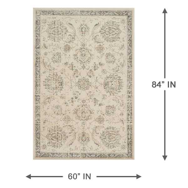 (D384) Norwich Traditional Ivory & Beige Area Rug, 5x7