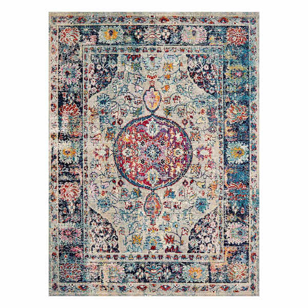 (B518) Luna Medallion Multicolor Fringe Area Rug, 5x7