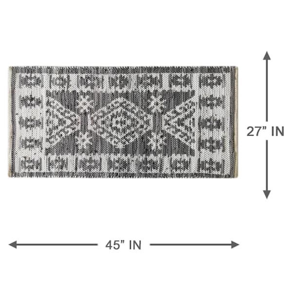 Boho Grey Tribal Chindi Accent Rug, 2x4