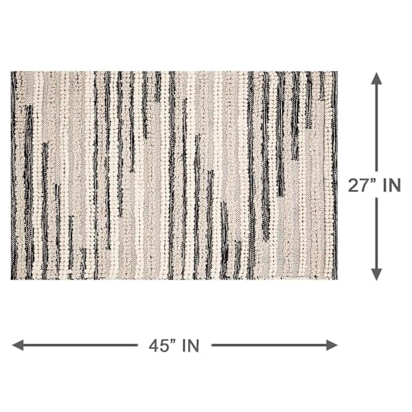 Eddie Black & Natural Woven Cotton Striped Accent Rug, 27x45