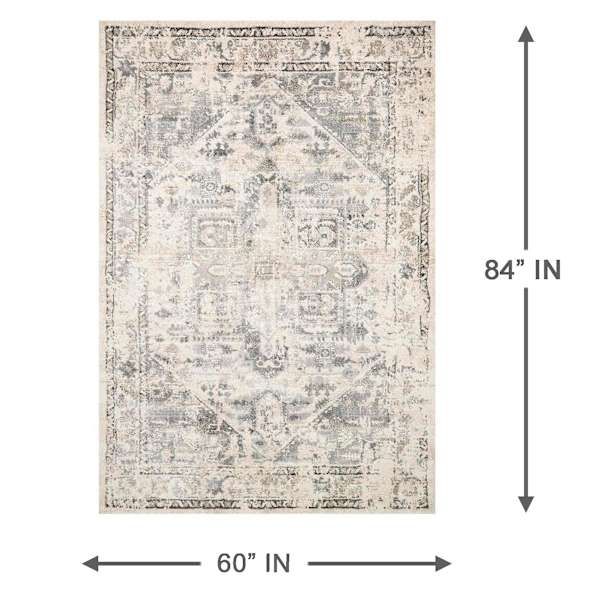 (A433) Cliff Grey Stone Area Rug, 5x7